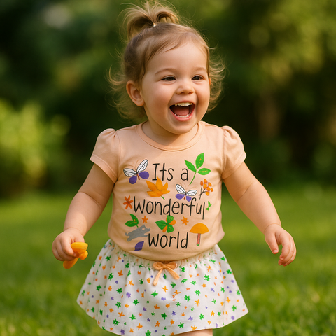 Cotton T-Shirt and Floral Skirt Set for Baby Girls (0–1 Years)