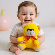 Cutecubs Soft Plush Teddy Bear Toy for Babies & Kids – Yellow with Red Ribbon (0–5 Years)