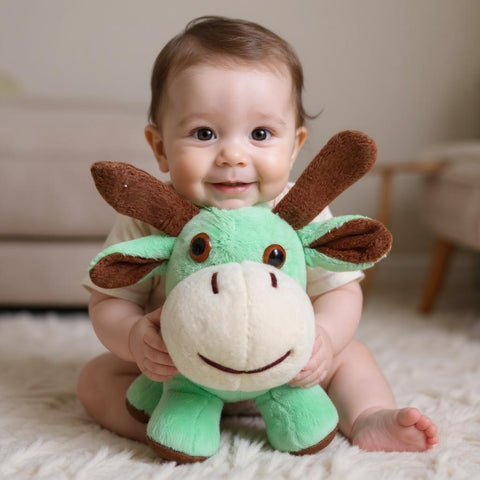 Soft Green Moose Plush Toy for Kids – Baby-Safe & Adorable