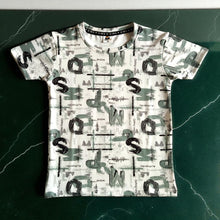 Boys Printed Co-ord Set – White & Olive Green (4-10 Years)