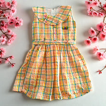 Multicolor Chex Cotton Frock for Girls | Sleeveless Dress with Belt