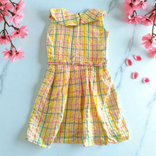 Multicolor Chex Cotton Frock for Girls | Sleeveless Dress with Belt