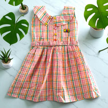 Multicolor Chex Cotton Frock for Girls | Sleeveless Dress with Belt