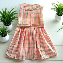Multicolor Chex Cotton Frock for Girls | Sleeveless Dress with Belt