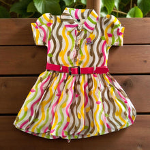 Multicolor Georgette Frock with Wave Print & Belt (3–10 Years)