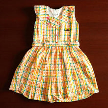 Multicolor Chex Cotton Frock for Girls | Sleeveless Dress with Belt