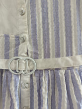 Blue-White Striped Cotton Frock with Belt for Girls | Age 3–10 Years