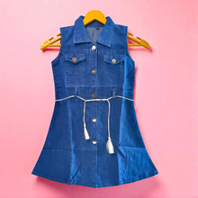 Sleeveless Denim Frock for Girls (3–10 Yrs) | Blue Button-Front Dress