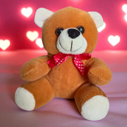 Cutecubs Soft Plush Teddy Bear Toy for Babies & Kids – Brown with Red Ribbon (0–5 Years)