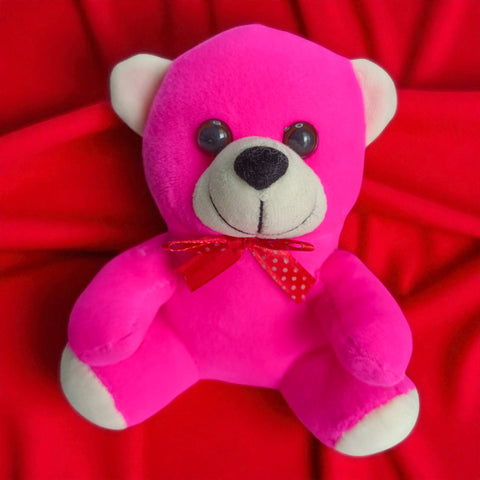 Cutecubs Soft Plush Teddy Bear Toy for Babies & Kids – Pink with Red Ribbon (0–5 Years)