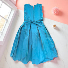 Teal Party Gown for Girls (3–8 Yrs) – Embroidered Bodice with Bow