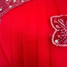 Red Party Gown for Girls | Floral Net Dress | Ages 3–10