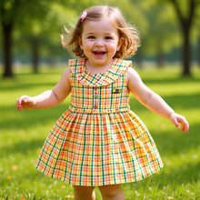 Multicolor Chex Cotton Frock for Girls | Sleeveless Dress with Belt