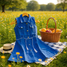 Sleeveless Denim Frock for Girls (3–10 Yrs) | Blue Button-Front Dress